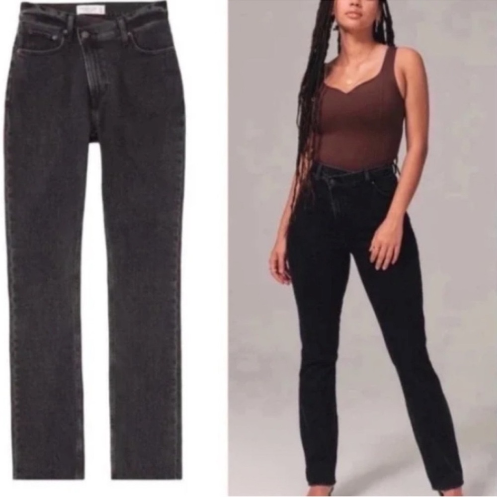 Abercrombie & Fitch 4XS 90s Slim Straight Ultra High Rise Jeans Criss Cross